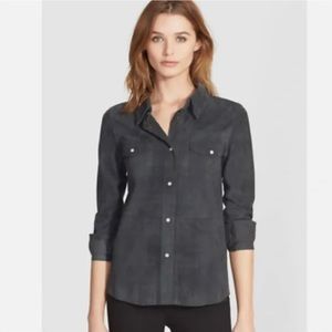 Haute Hippie • Green Long Sleeve Suede Western Style Button Up Shirt Size Large